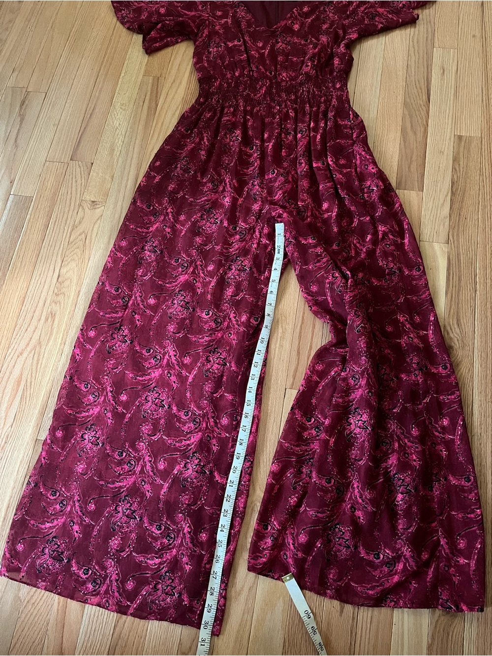 Taylor Pink Paisley Print Wide Leg Jumpsuit 10 Flowy Romantic Cottagecore Summer - Picture 9 of 12